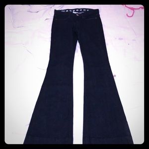 Earnest Sewn Dark Blue Flare Jeans Stretch
